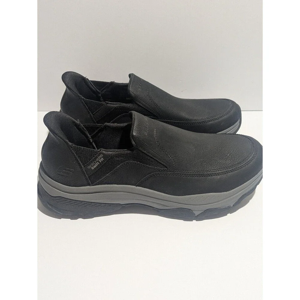 Skechers Relaxed Fit Memory Foam Black‎ Slip On Shoes Men’s 11